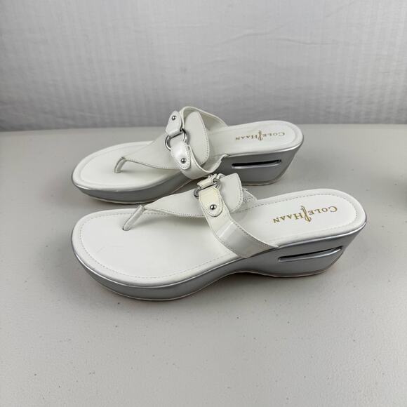 Cole Haan Original Grand Wedge Nike Air White Leather Sandals Women's Size 9.5B - Picture 3 of 10